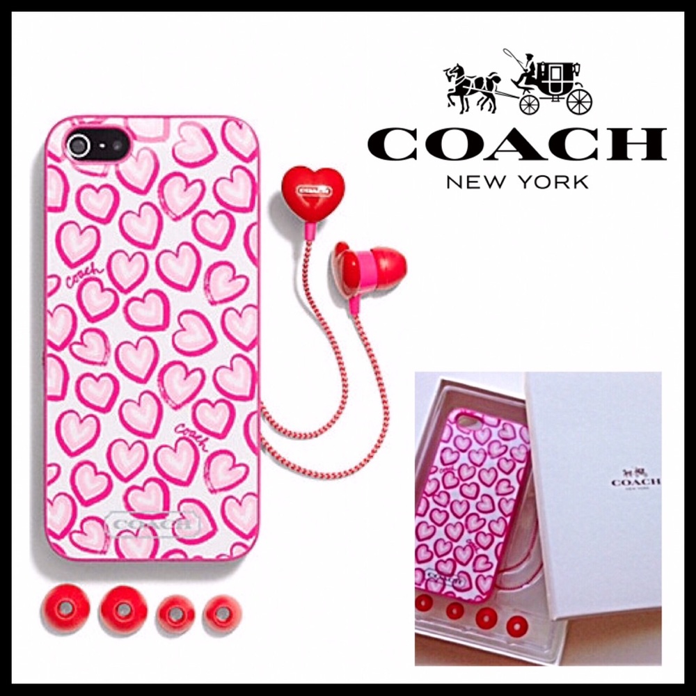 COACH IPHONE 5 5s CASE HEART LOVE PRINT